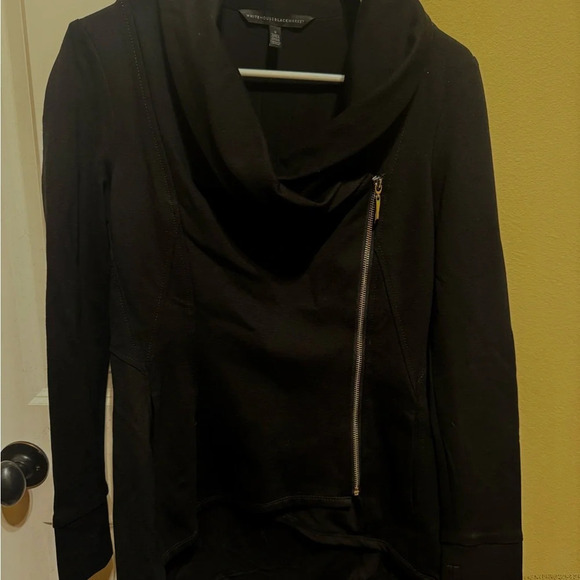 White House Black Market Asymmetrical Cowl Neck Jacket Front Zipper Sz 2 - Picture 3 of 16